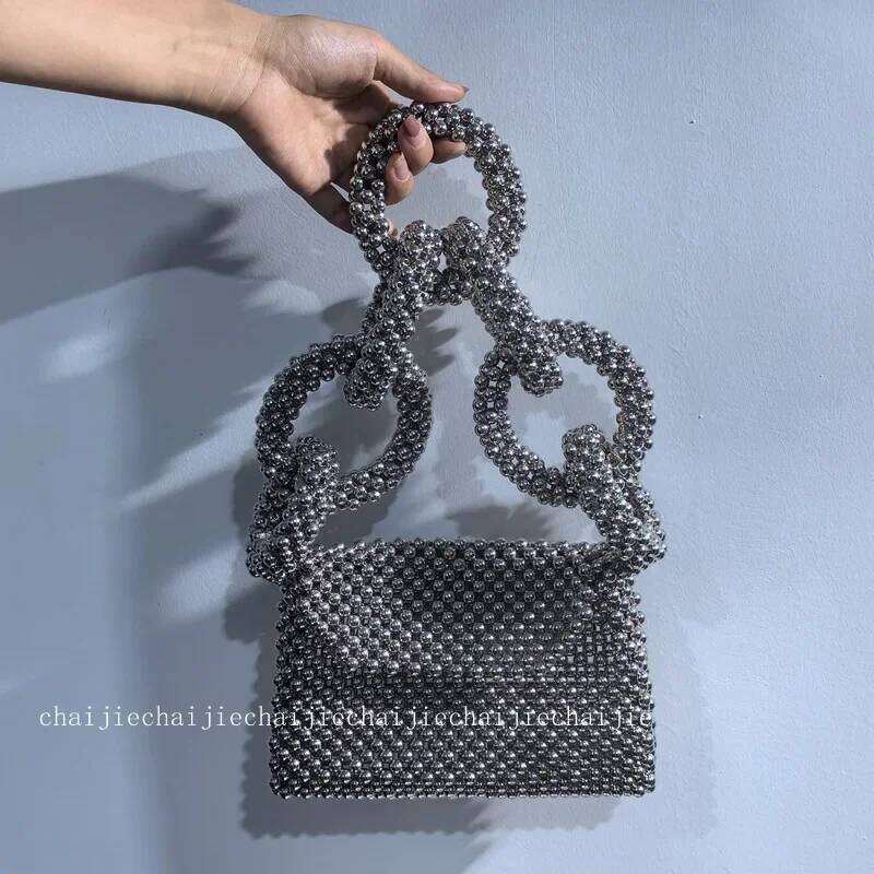 Top-Handle Party Dinner Evening New Fashion Handbag Bags For Women Clutch Handmade Beaded Bag Female Purse End Product Suotong251014