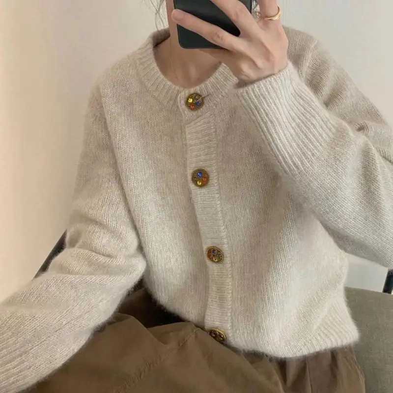 Spring And Autumn Fashion New Long Sve Round Ne Solid Color Sweater Women Wern Style Loose Knit Cardigan Jaet W251014