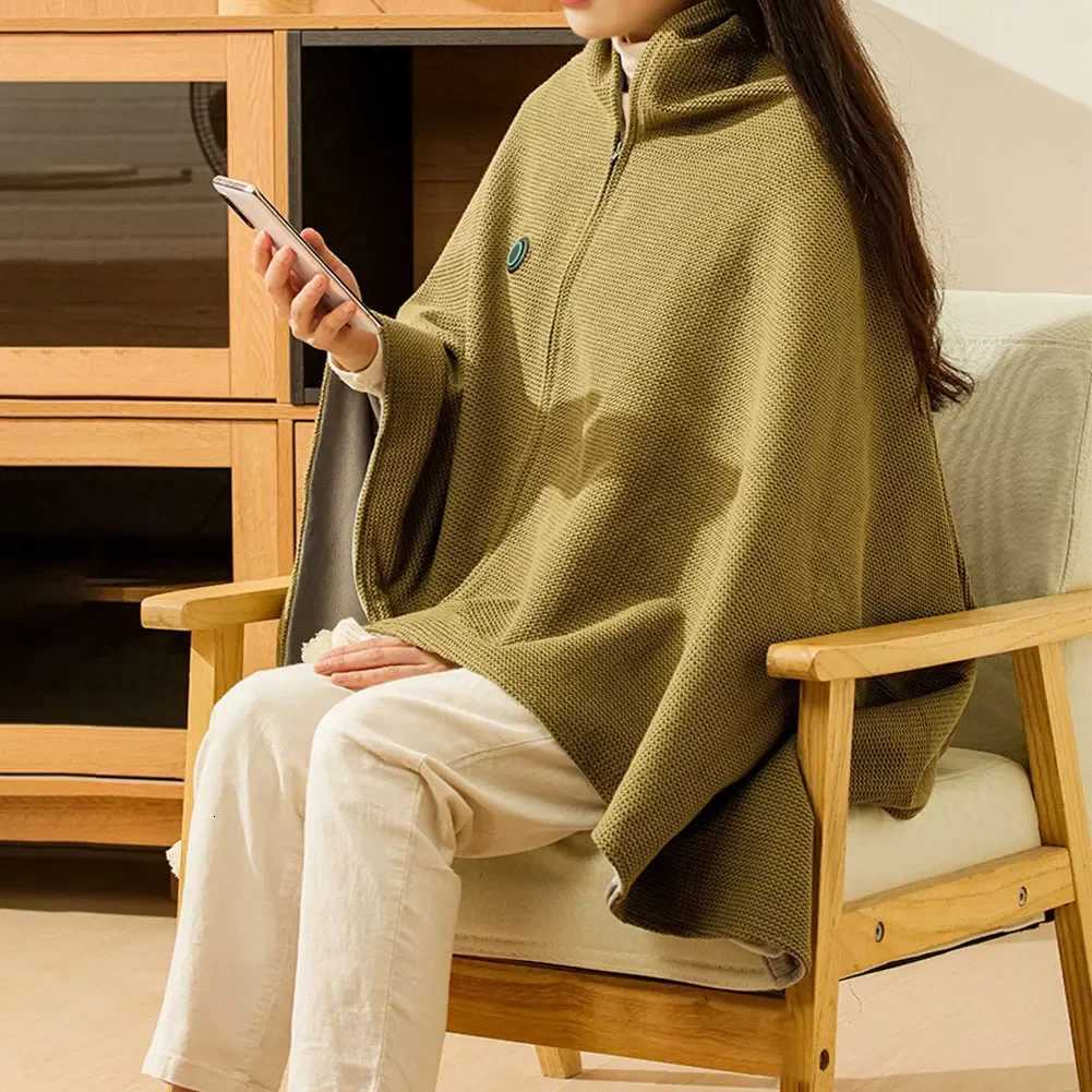 Wearable USB Heated Blanket Shawl with Three Heating Levels and 5000mAh Power Bank for Cozy Comfort Anywhere Y251014