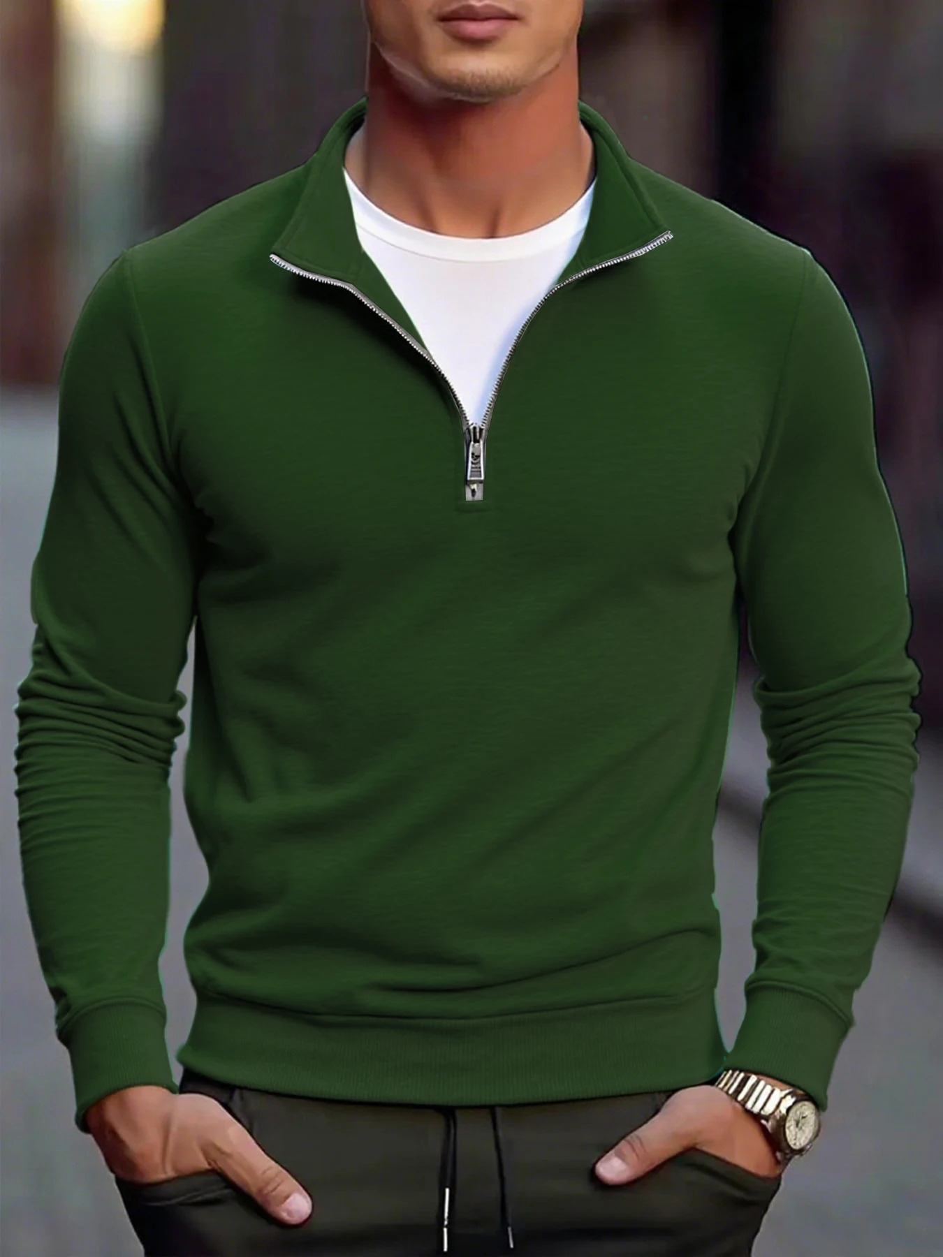 Autumn Mens Quarter Zip Up Sweatshirts Slim Fit Lightweight Outdoor Mock Neck Pullover Sweaters Half Turtleneck Knit Streetwear 251010