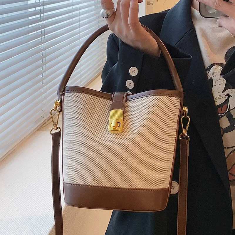 Casual Color Block Bucket Bag Wens Spring Summer Versatile Single Shoder Bag Fiable Crossbody Bag D251014
