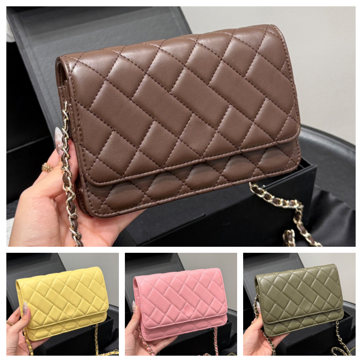 Designer bag Woc bag 19 CF Classic Quilted Shoulder bags Chain Purse Lambskin diamond grid bag Womens mini Flap bag Crossbody bag Cellphone Bag wallet Luxury clutch