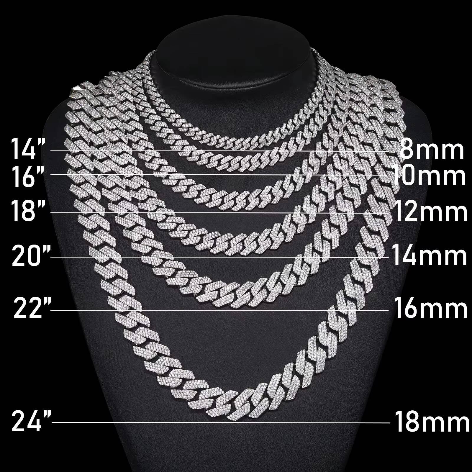 High Quality 925 Sterling Silver Cubana Hop Jewelry 6 to 15mm Width VVS Moissanite Iced Cuban Link Chain for Men