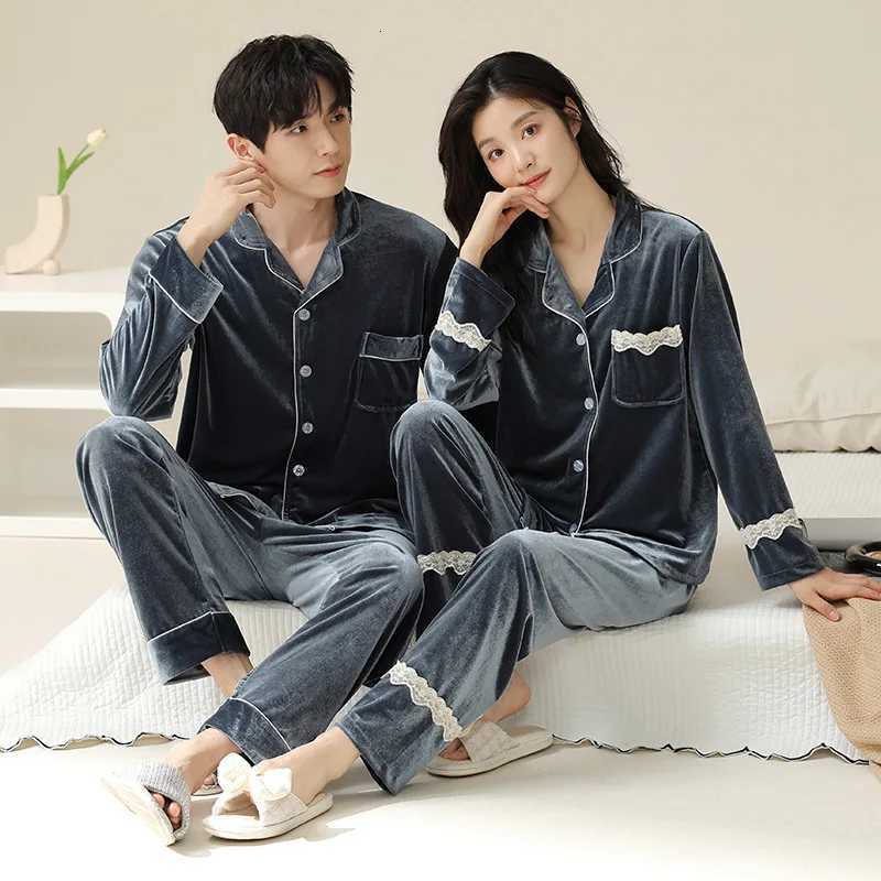 New Couple Pajamas for Women Spring Autumn Winter Gold Velvet Red Bridal Wedding Home Suit Set for Men and Women SetT251014
