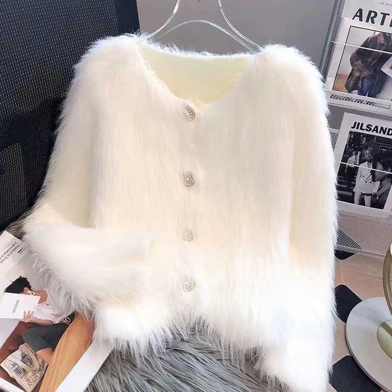 Autumn Warm Women Crop Cardigan Korean Knitted Ele Female Casual Sweaters Fashion Imitation Mink Cashmere Soft Ladies Coat W251014