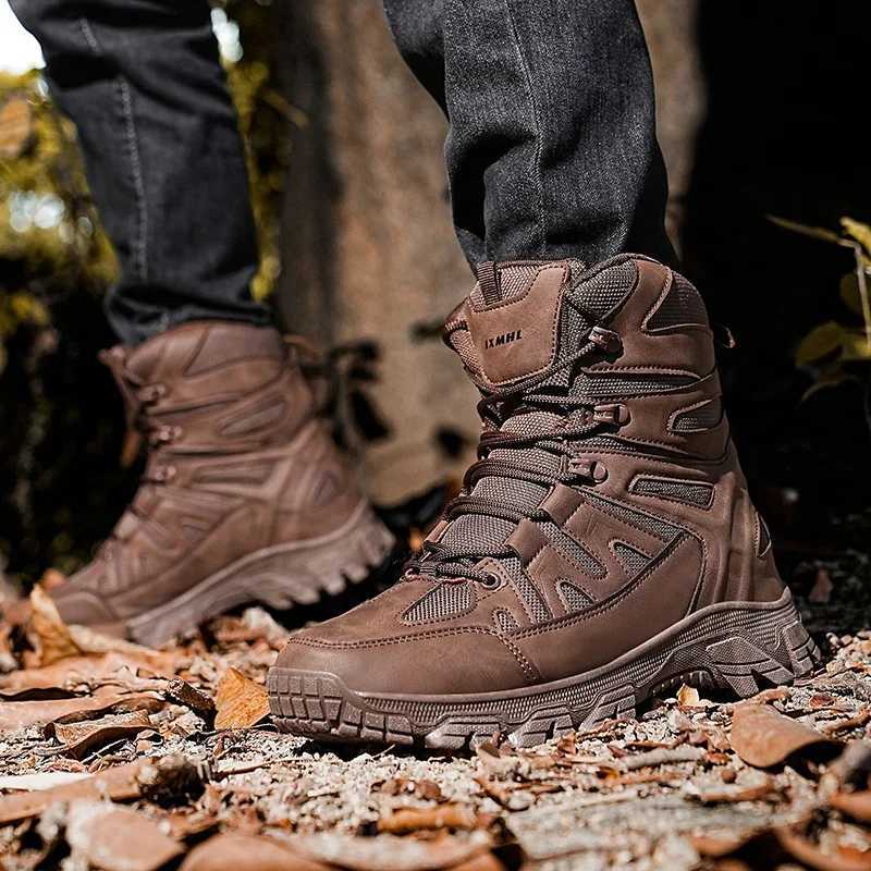 Outdoor Hiking Shoes Men Laceup Antislip Shockabsorbing Comfortable Combat Boots Men Breathable Casual Ankle Boots Men C251014