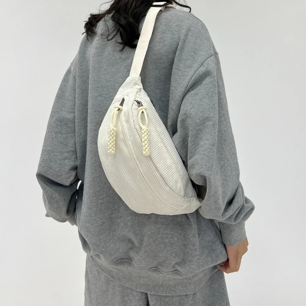 Women Waist Pack Large Capacity Corduroy Fanny Street Style Chest Bag Fashion Shoulder Crossbody Bags Casual Belt 251014