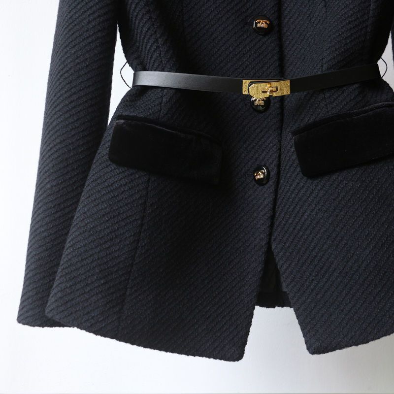 2025 luxury fashion designer jacket winter new top small size stand up collar jacket fashionable mid waist slim fit jacket straight shoulder women