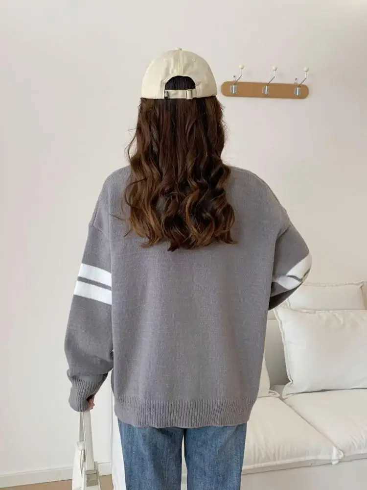 Autumn Winter Women Patchwork Long Sve Knitted Cardigan Sweater Korean Fashion Vne Single Breasted Vacation Tops Casual W251014