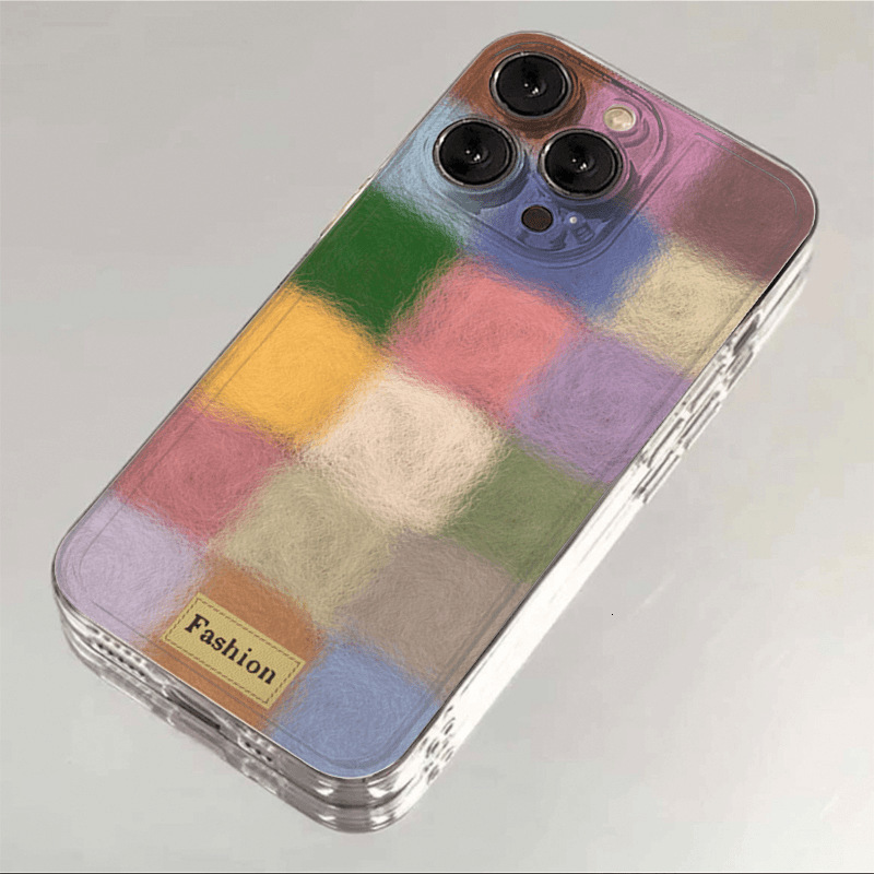 Trendy Aesthetic Cute Colorful Fuzzy Block iPhone 17 Pro Case Shockproof Design Slim Fit Protective Cover Phone Case with for Women Girls