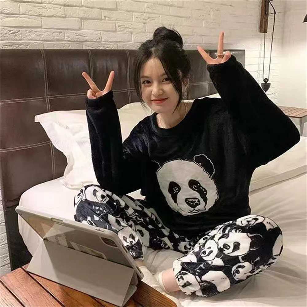 Autumn Winter Pijamas Kawaii Pajama Sets Women Cartoon Sweet Bear Flannel Sleepwear Girl Pijama Mujer Night Suits Homewear 2023T251014