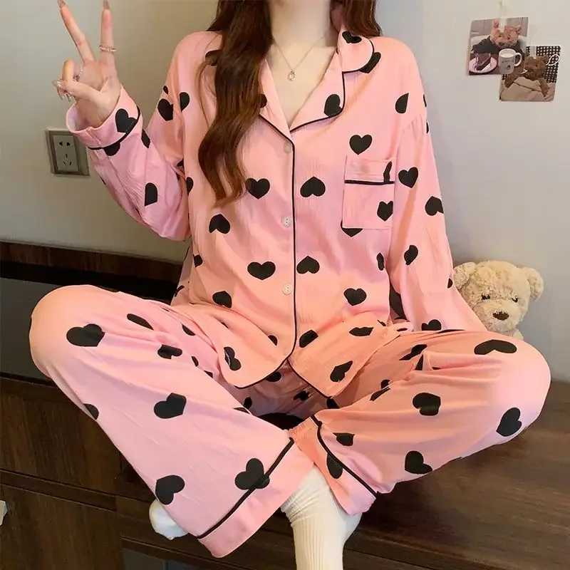 Colorful Romantic Y2k Black Love Womens Pajamas Trendy Vintage Fashion Milk Silk Homewear 2025 Spring New Casual Lady SleepwearT251014