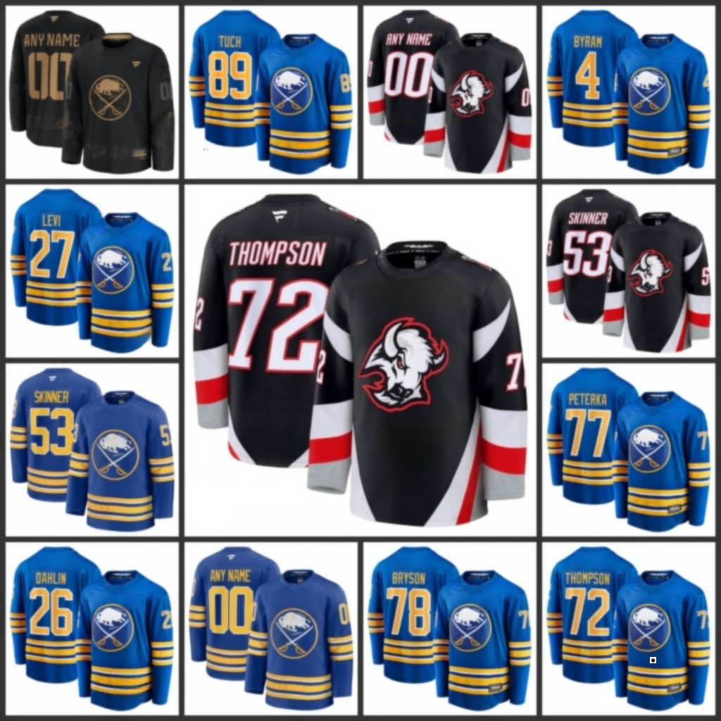 2025 Buffalo Tage Thompson JJ Peterka Rasmus Dahlin Alex Tuch Pat LaFontaine Jeff Skinner Jack Quinn Dave Andreychuk Bowen Byram Jacob Bryson Custom Hockey Jersey
