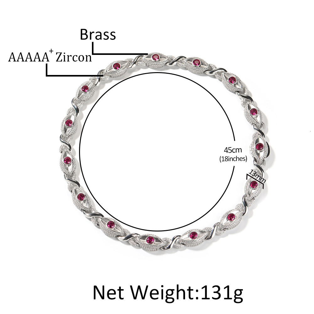 Hip Hop Rap 13mm Red Eyed Infinite 8-character Chain Trendy Male Necklace Jewelry ddmytues