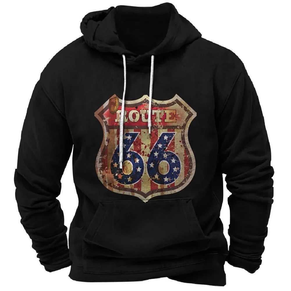 Vintage Pullovers Hoodie Route 66 3d Print Hoodies Men Fashion Sweatshirts Sweats Mens Clothing Tracksuits J251203