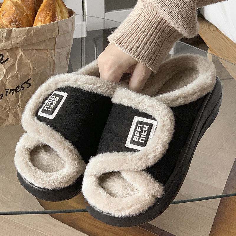 New Versatile Velcro Cotton Slippers Women's Winter Home Fleece Warm and Comfortable Thick-soled Non-slip Enhanced Cotton Slippers