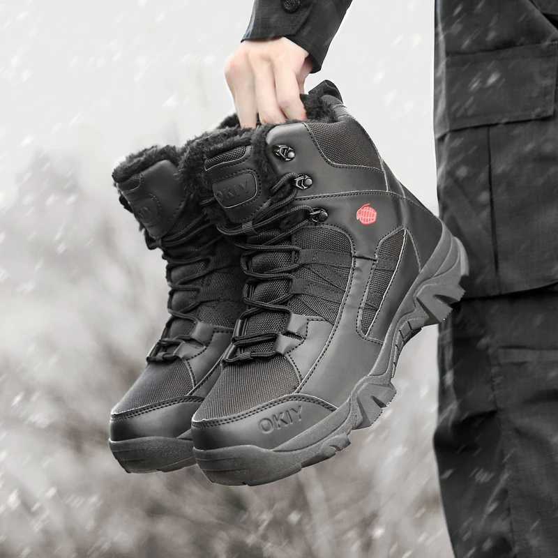 Hiking Shoes Men Boots Hightop Zipper Keep Warm Thicksoled Casual Ankle Boots Men Outdoor Flat Antislip Sports Shoes Men C251014