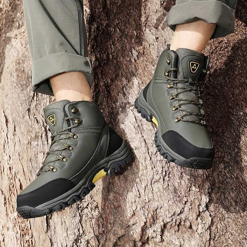 Mens Waterproof Hiking Boots Nonslip Comfortable Outdoor Trekking Camping Trail Sneakers Mid Top Ankle Boots Climbing Shoes C251014