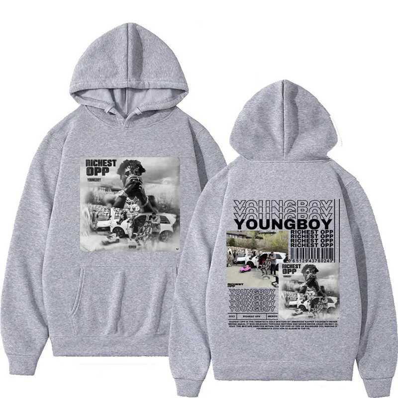 Autumn and winter mens hooded sweatshirt rapper YoungBoys 2023 new album pictures and text retro sweatshirt sweater J251203