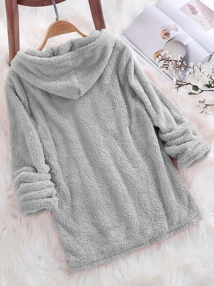 Fleece Solid Colour Hoodie Casual LongSleeved Hooded Sweatshirt Womens Autumn And Winter New Models 2024 Warm Solid Colour Y251013