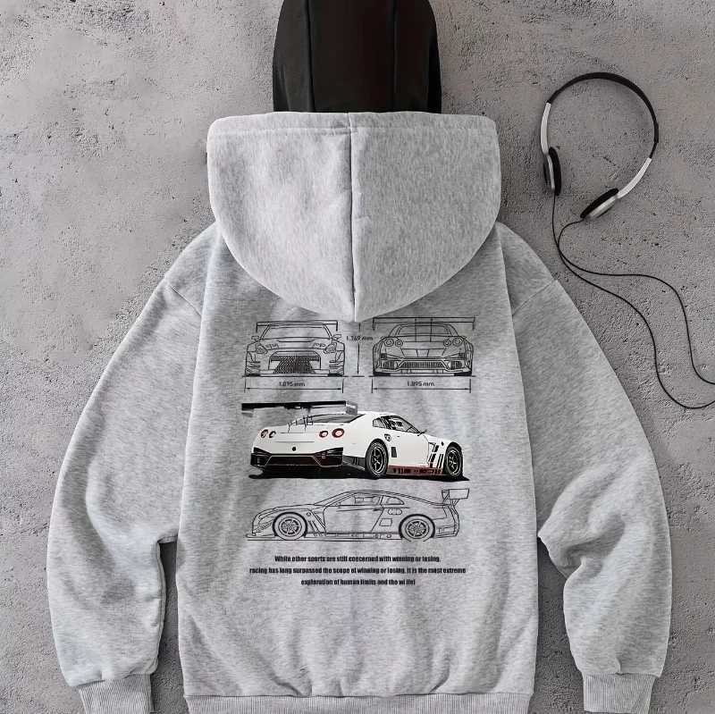 Mens Womens Automotive Graphic Print Hoodie with Back Design Casual Streetwear Pullover Regular Fit Machine Washable Hooded J251014