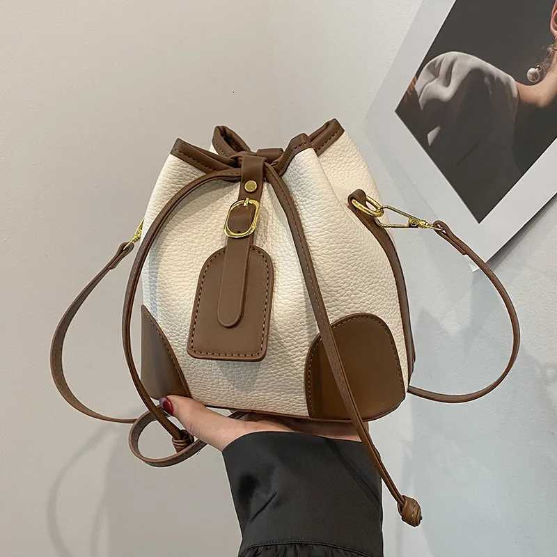 Wens Crossbody Bag Pu Material Versatile Bucket Bag Cmuting Casual Drstring Handbags Purse for Summer Travel Shopping D251014
