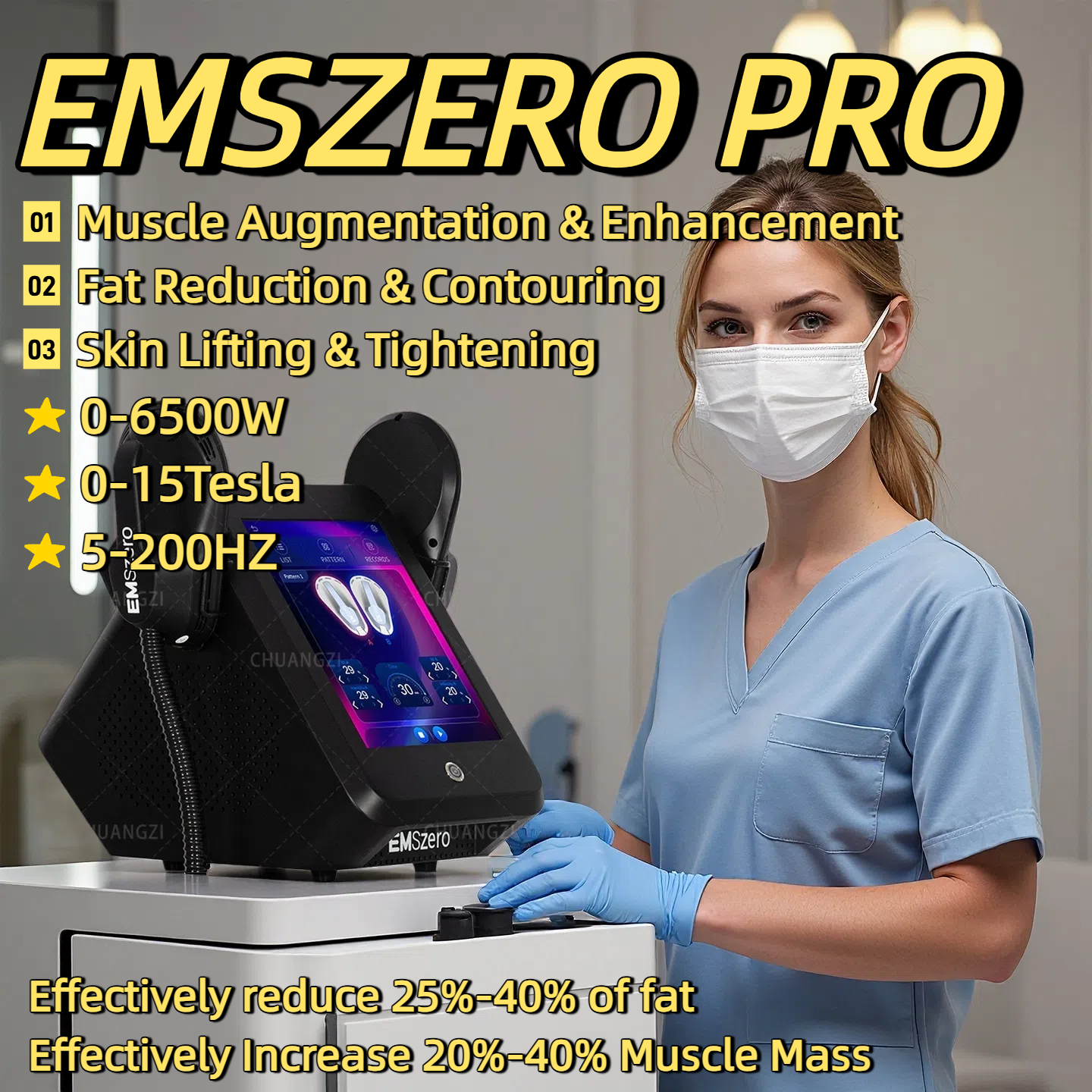EMSzero RF Weight Loss Slimming Machine Electro Magnetic Stimulation Body Sculpting And Muscle Building Machine 2/4/5 Handles 6500W HIEMT EMS Machine