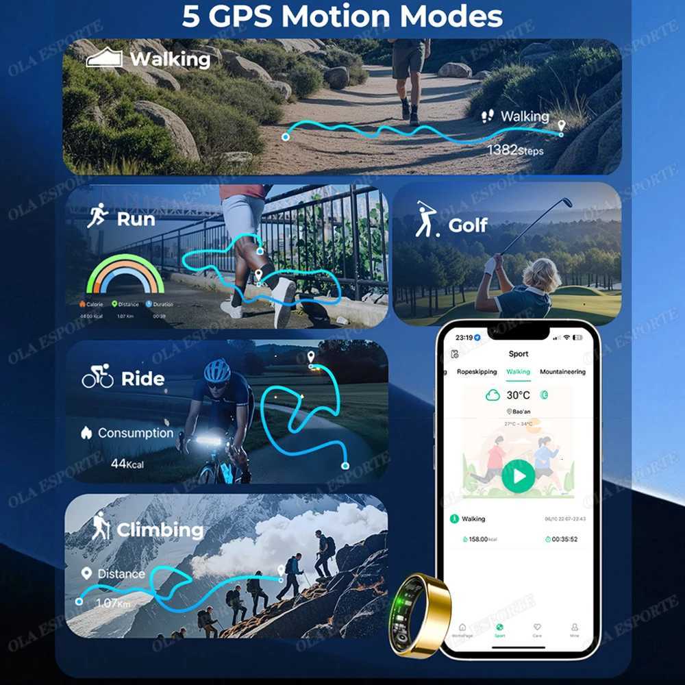 New R09 Smart Ring Men Wen with Charging Case Rate Blood OxygenSkin Temperature Monitor5ATM Waterproof For Android IOS Y251014