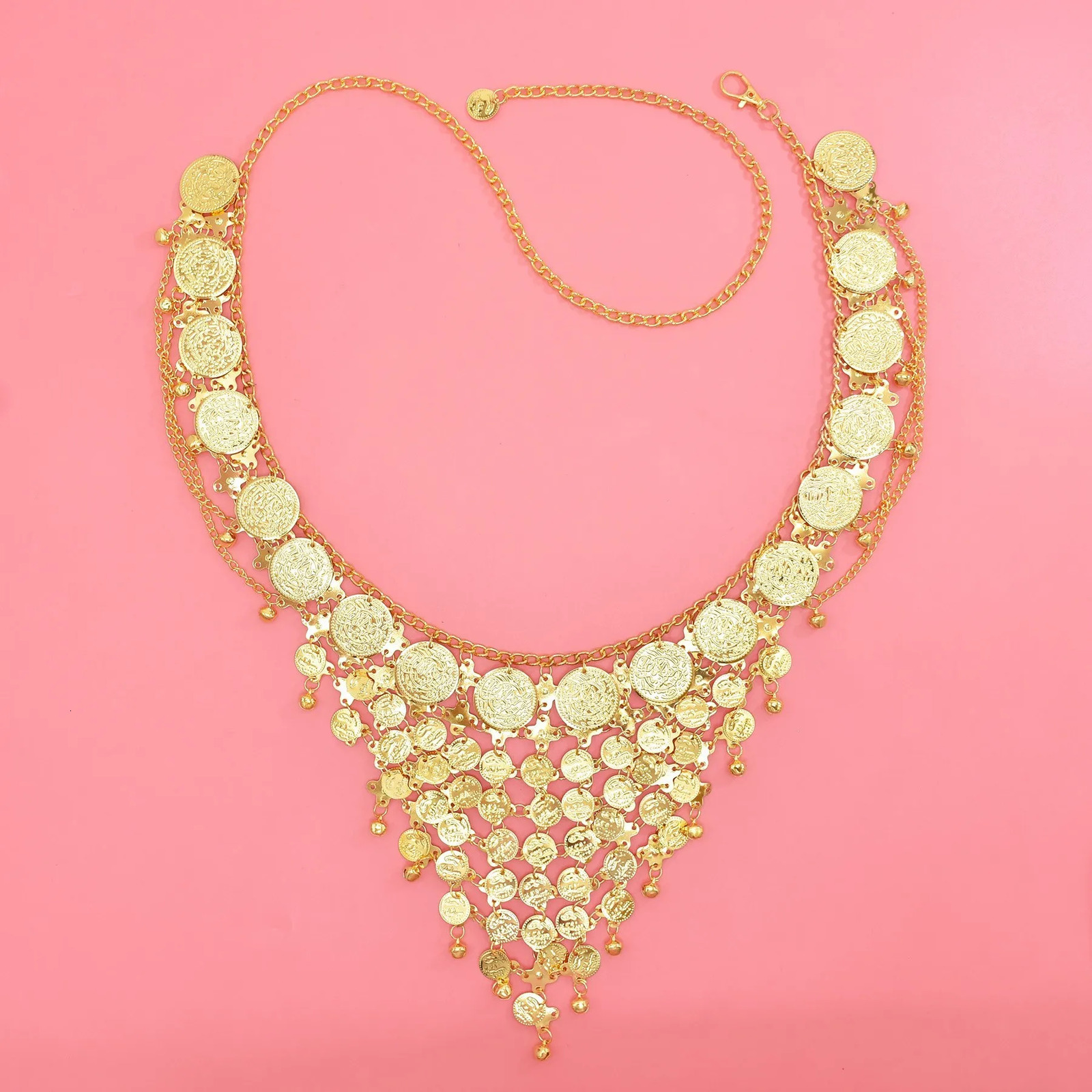 Gold Coin Pendant Womens Heavy Metal Gold Waist Chain Long Waist Belt Dress Body Chain Fashion for Women Vintage 251011