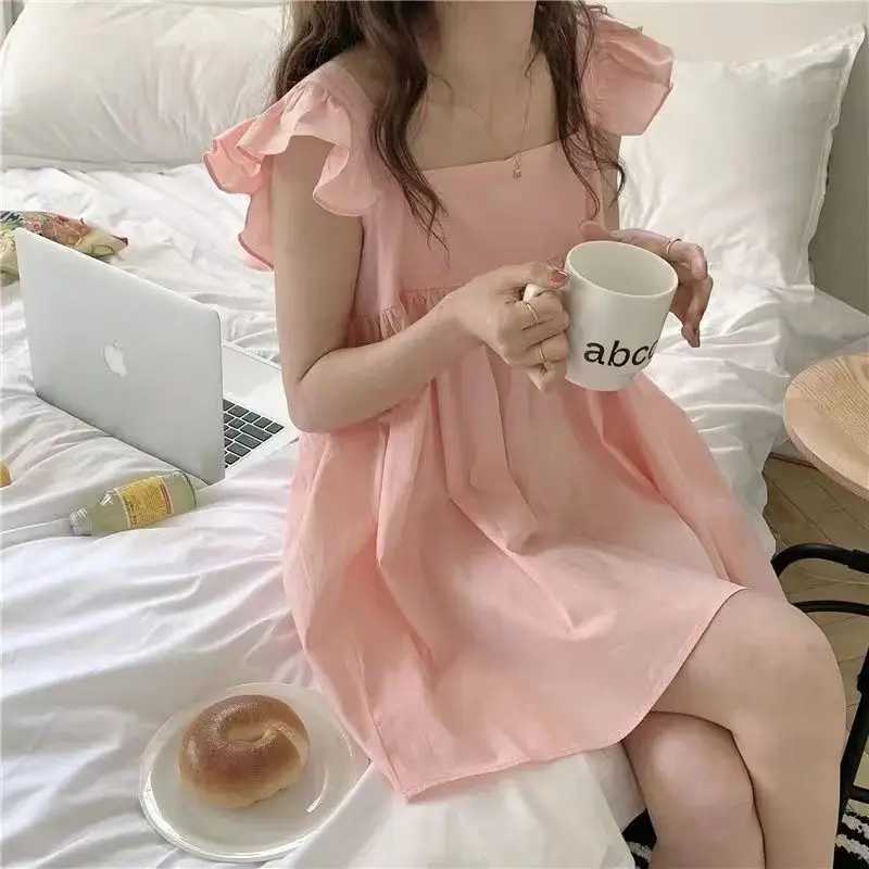 Women Frech Style Pajamas Set Female Solid Ruffles Short Sleeves Pant Home Suit Girl Loose Casual Sweet Loungewear Plus Size 4XLT251014