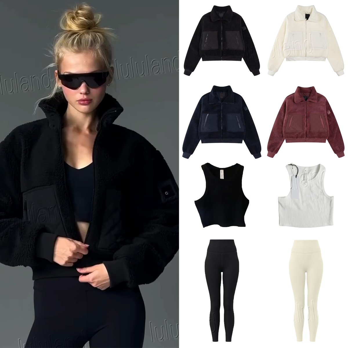 yoga New Women Clothes Set Stand Collar Zipper Top Underlay vest Pants Short Style Thickened for Warmth Fall Winter Sports Casual Wear aloliness Women Clothes