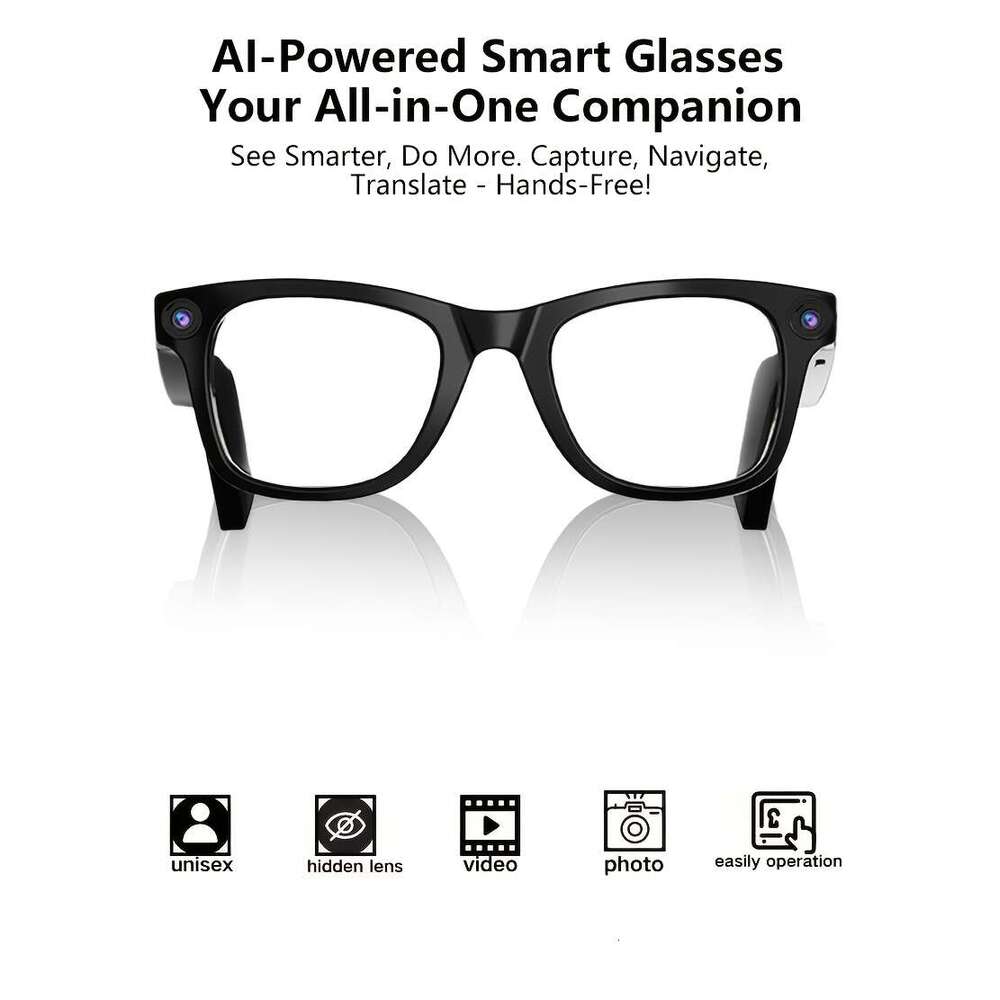 Compatible Apple Ios & Android AI Smart Glasses With Camera, Noise-Canceling Call Function, Music Player, Real-Time Translation, Screen Display Perfec