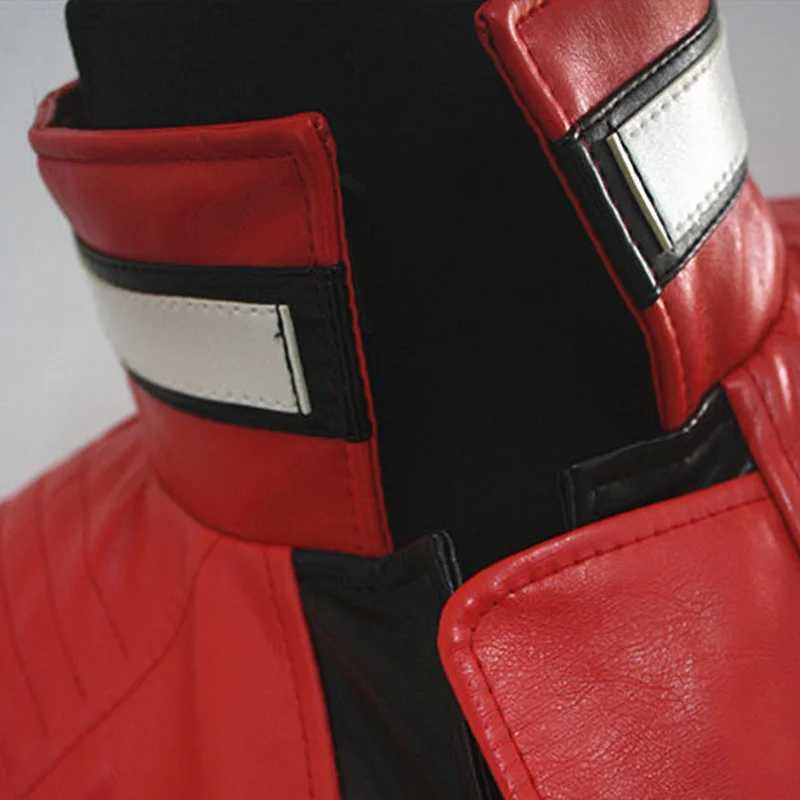 2016 Punk Novelty Rare Cool Men Red MJ Thriller Open Stitch Vocal Concert Leather Fashion Jacket Outwear J251014