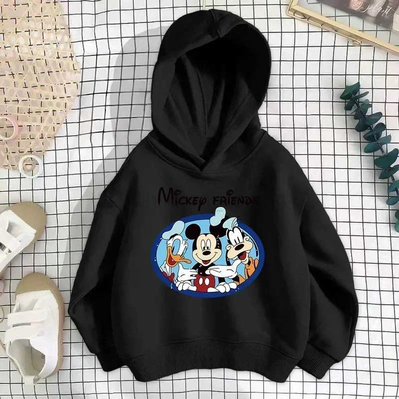 Disney Cartoon Hooded Hoodie Children Clothing Fall Boy Girl Baby Toddler Minnie Mickey Mouse Cute Kids Long Sleeve Pulover Sweatshirt H251014