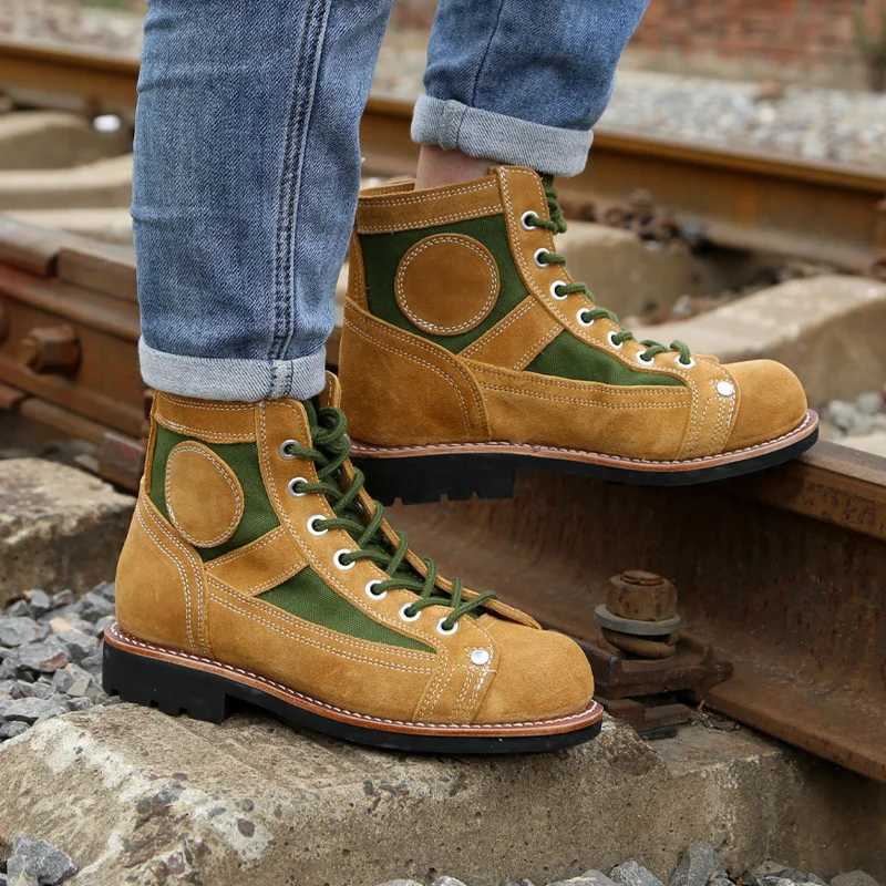 Goodyear Welted Cowhide Mens 65 Type Skydiving Boots Tooling Shoes Outdoor 91 Fight Training Hunting Military Hiking Sneakers C251014