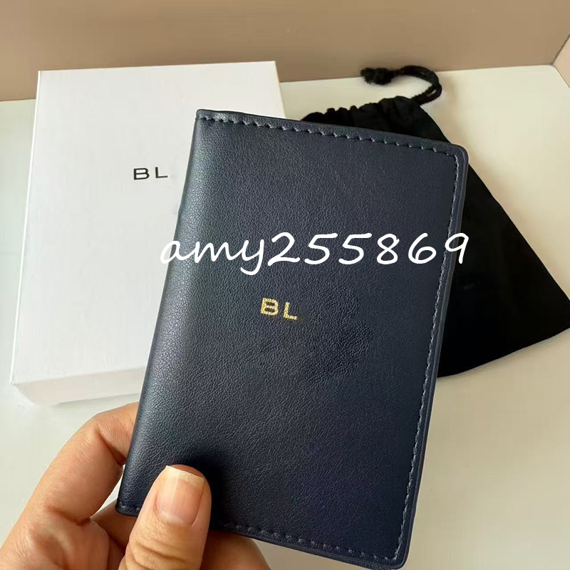 11X8.5CM Fashion classic gold printed letter storage bag, blue passport bag, card bag, multi slot coin purse with gift box dust bag