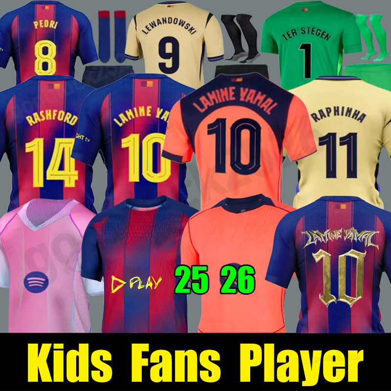 25 26 PEDRI LAMINE YAMAL soccer jerseys OLMO LEWANDOWSKI R ARAUJO FERRAN football shirt 24 2025 2026 DE JONG KOUNDE camiseta de futbol men kids kit RAPHINHA GAVI 888
