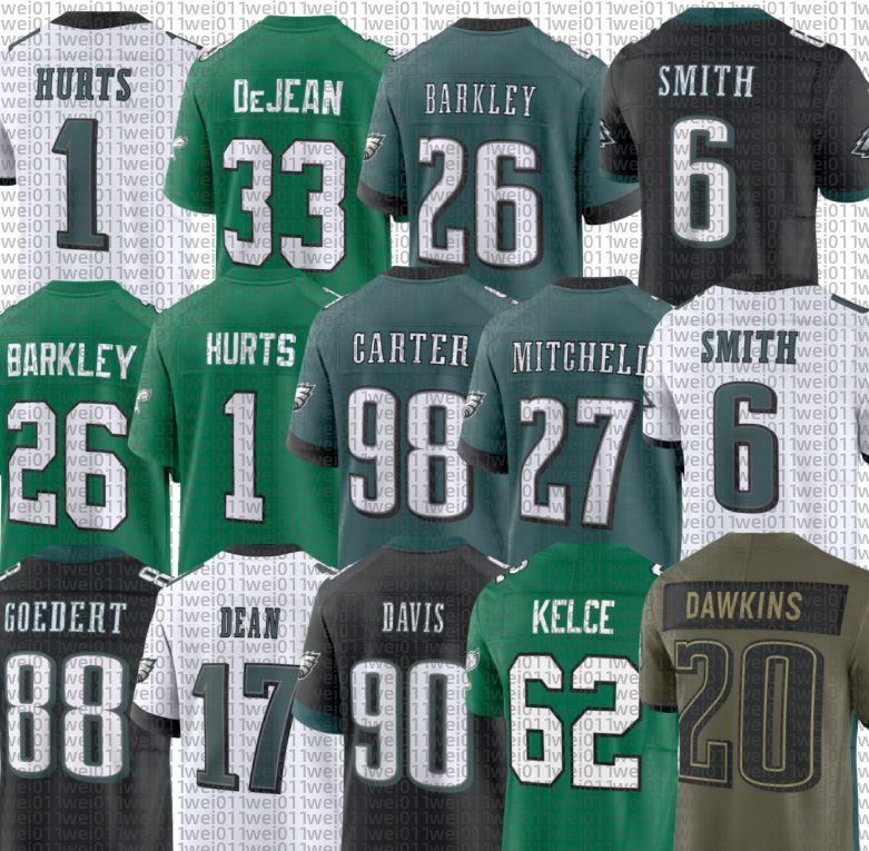 Brian Dawkins Reggie White Jason Kelce Jalen Hurts Saquon Barkley DeVonta Smith Cooper DeJean A.J. Brown Dallas Goedert Jalen Carter Quinyon Mitchell Football Jersey