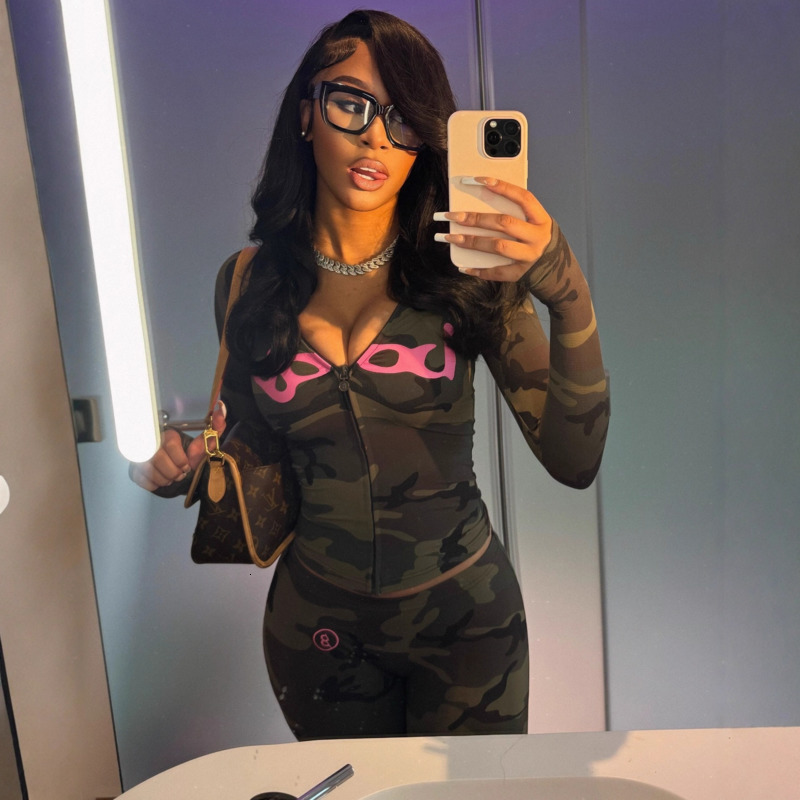 Womens Tracksuits Two Pieces Set 2025 Autumn New Fashion Versatile Sexy Letter Print Hooded Long Sleeve Cardigan Top And Pants Set 10 Colours