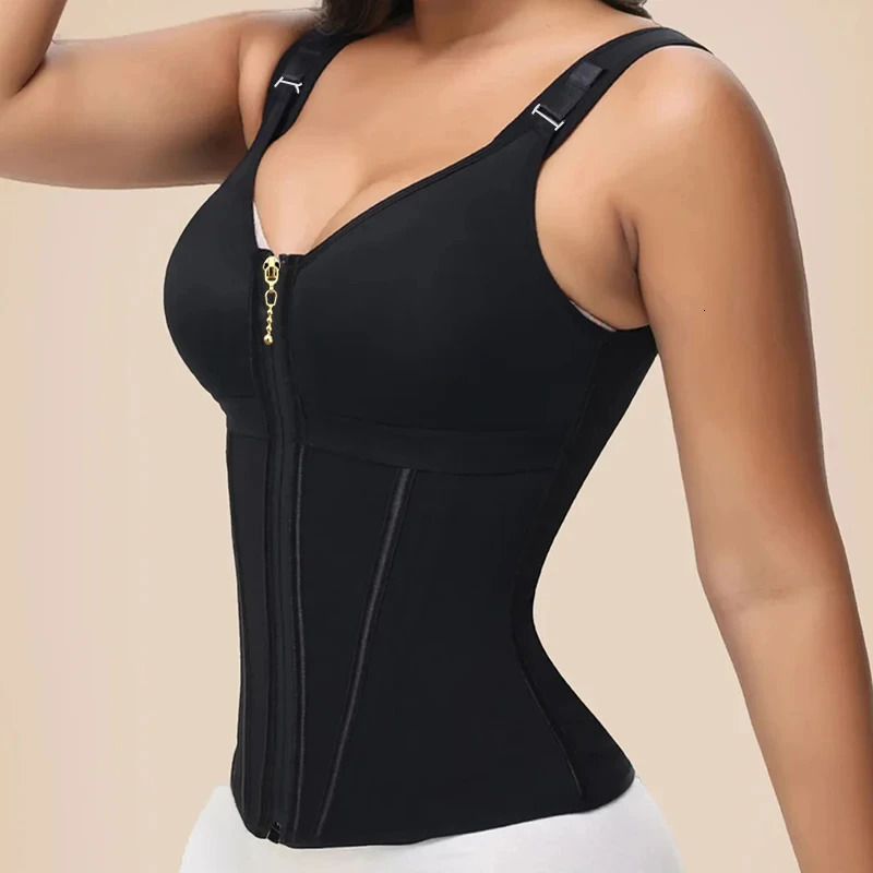 Shapewear Women Colombian Fajas Waist Trainer Tummy Control Vest Body Shaper 17 Steel Bones 3Row Hooks Zipper Adjustable Strap 251010