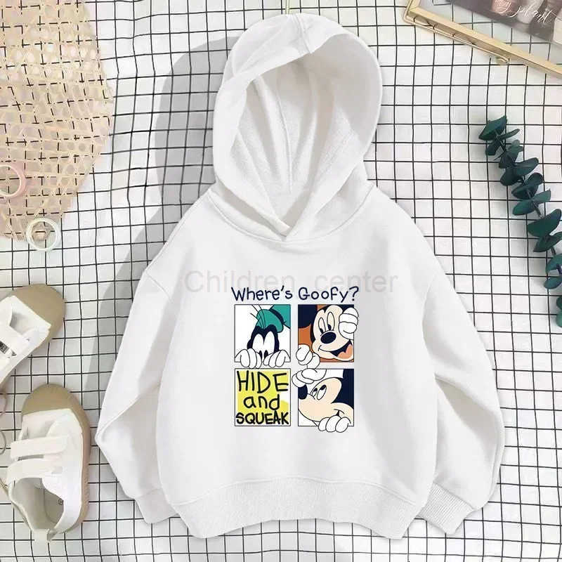 Disney Cartoon Hooded Hoodie Children Clothing Fall Boy Girl Baby Toddler Minnie Mickey Mouse Cute Kids Long Sleeve Pulover Sweatshirt H251014