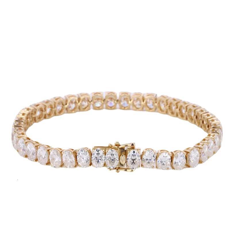 Fine Jewelry Men Women 9K Baguette Tennis Chain 925 Silver VVS Moissanite Tennis Bracelet 35mm Party Gift Elegant Bangle