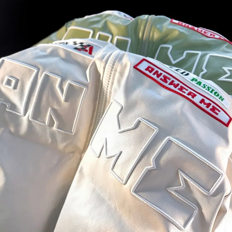 American Embroidered PU Leather Bread Clothes Y2K Street Fashion Casual Couple Cotton Coat Warm Coat For Men And Women Top 251011