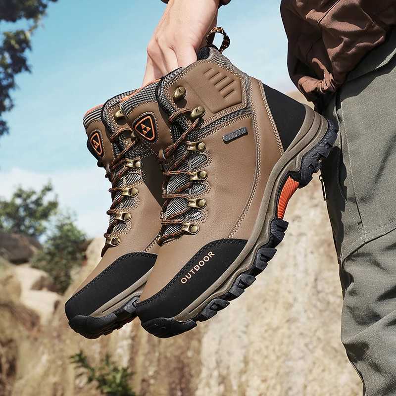 Mens Waterproof Hiking Boots Nonslip Comfortable Outdoor Trekking Camping Trail Sneakers Mid Top Ankle Boots Climbing Shoes C251014