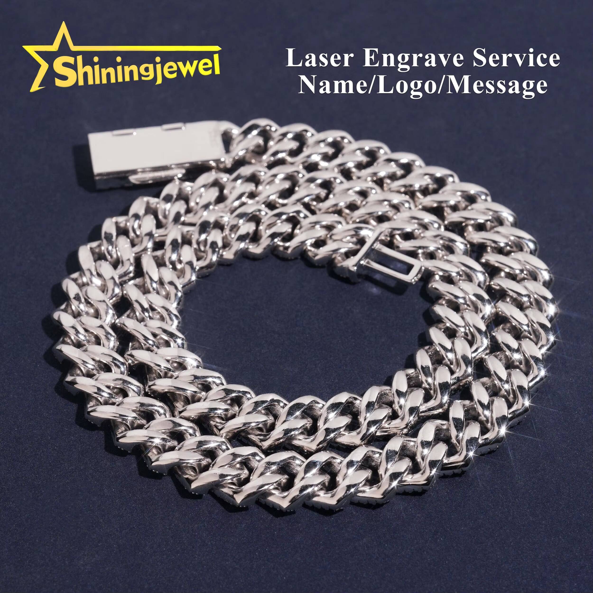 PROMOTION 14mm 2 Row Moissanite Cuban Chain Cheap 925 Sterling Silver Gold Plated Hip Hop Cuban Link Chain