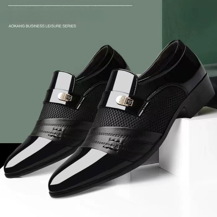 Ddmysports Large size formal men's leather shoes, black business casual British shoes, summer breathable mesh men's shoes OUTDOOR