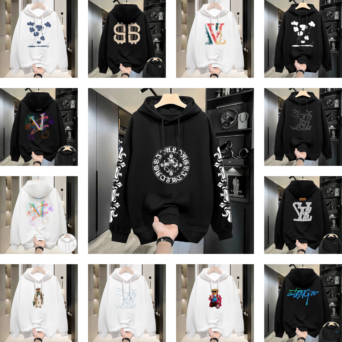 Men's Hoodies Men Luxury Cotton Women Unique Printed Hooded Sweatshirts Assorted Abstract Miami Angel Art Patterns Street Fashion Picks