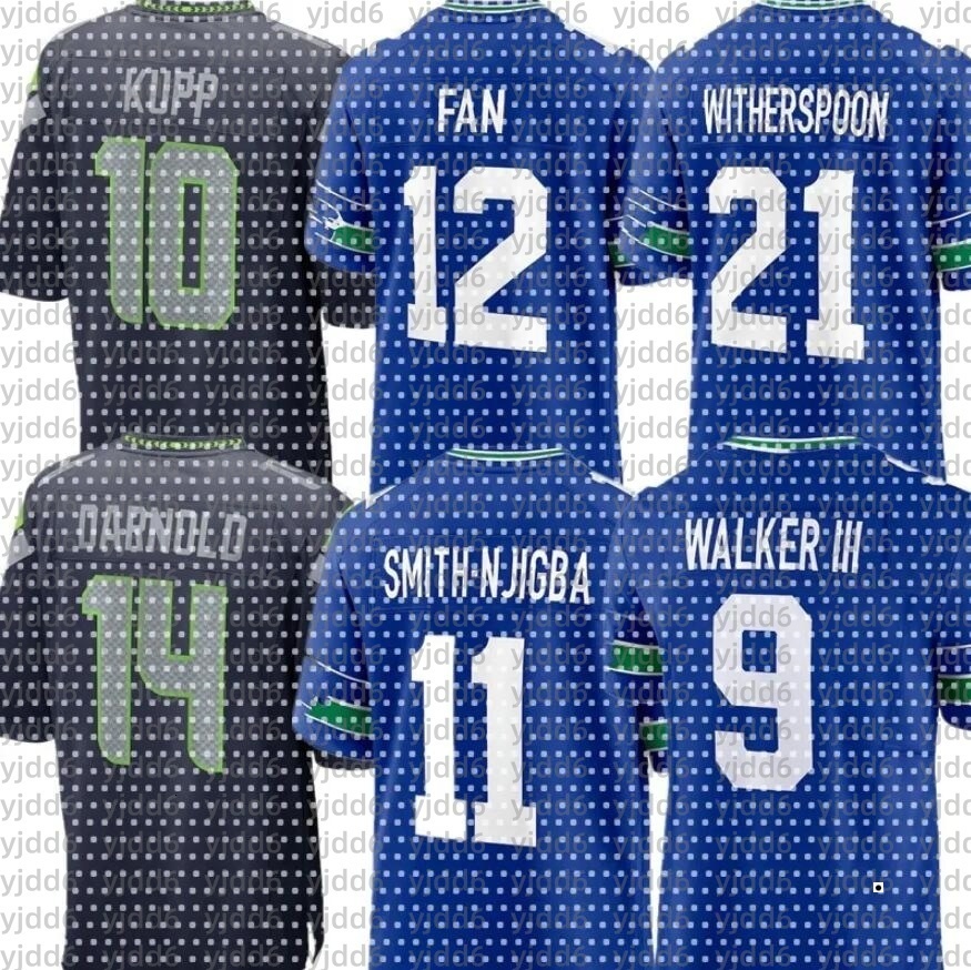 Jalen Milroe Grey Zabel Geno Smith Kenneth Walker III Zach Charbonnet 14 Sam Darnold Jaxon Smith-Njigba Devon Witherspoon Cooper Kupp Football Seahawks Jersey