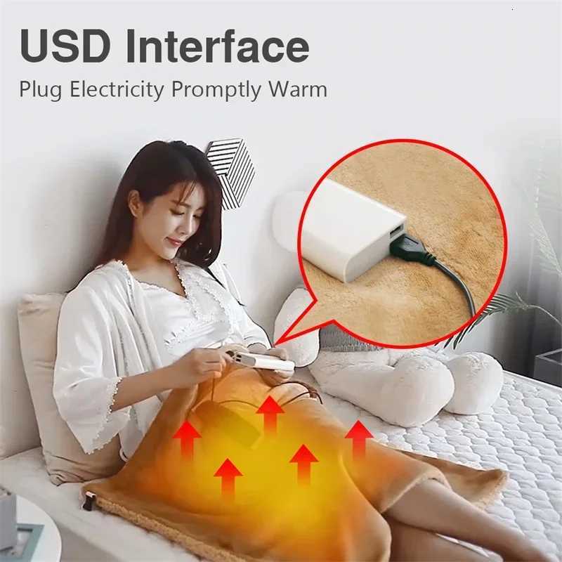 Electric Heater Blankets 5V USB Powered Soft Thicker Warmer Winter Heating Blanket For Office Bedroom Works With Power Bank Y251014
