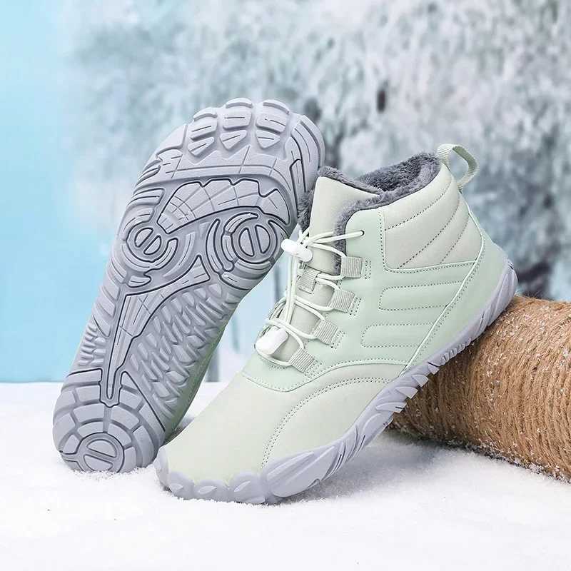 Men Plush Winter Boots Shoes Women Waterproof Snow Cotton Boots Barefoot Warm Fur Shoes Anti Slip Big Size Trekking Hiking Shoes C251014